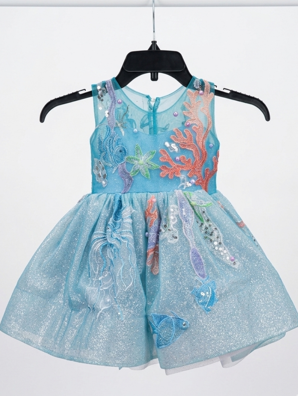 Sparkling Ocean Blue Sequin Tulle Dress